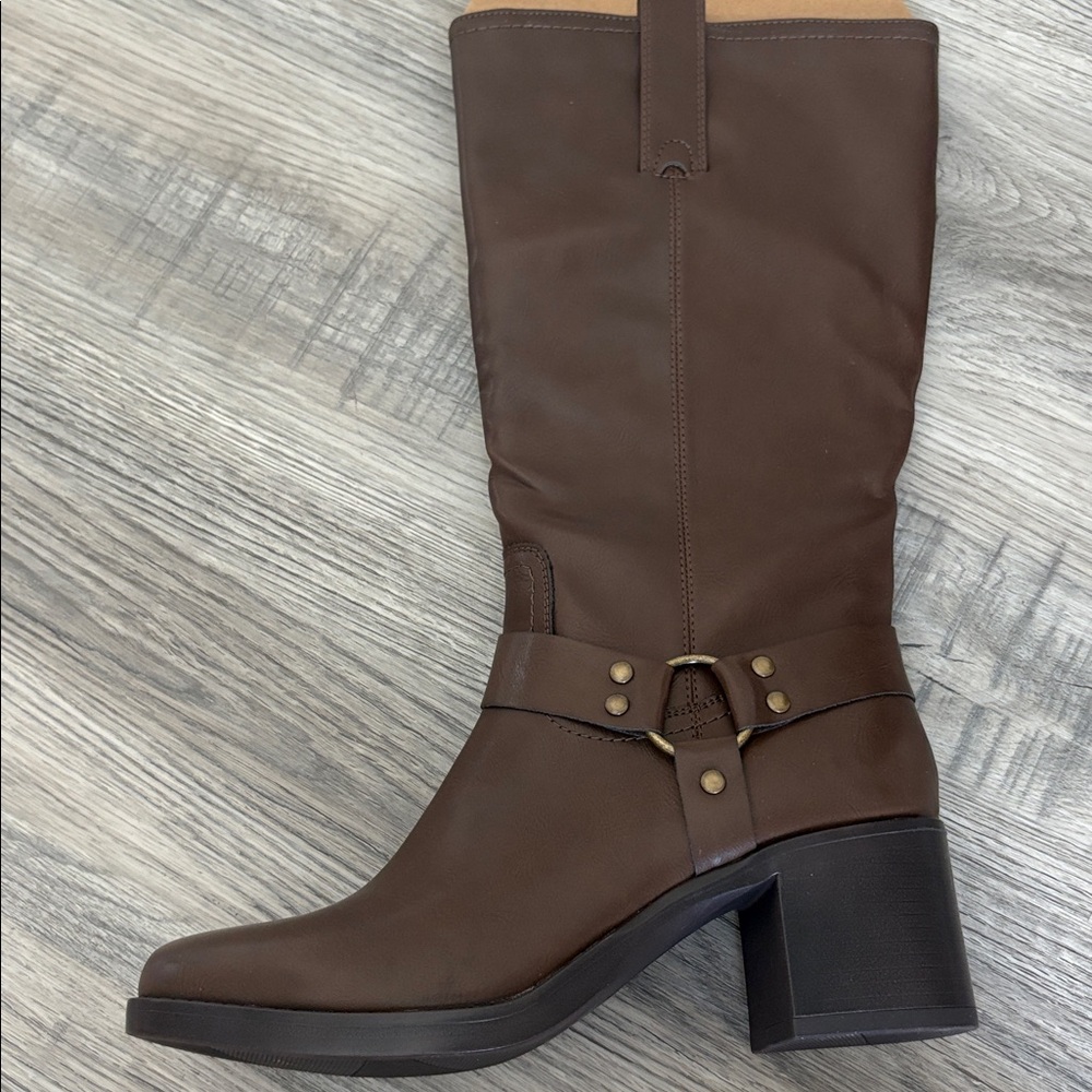 Frye & Co Cedar Nica Stacked Heel Harness  Boots NEW